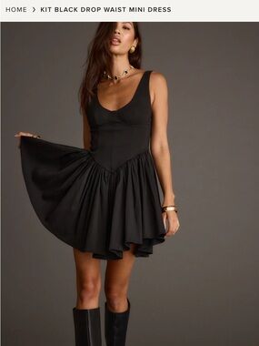 12th tribe Kit Black Drop Waist Mini Dress